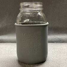 Moonshine Koozie Summertime Mason Jar Silicone Sleeve Quart 32oz Gray Ball