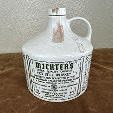 Vintage Michters Pot Still Whiskey Stoneware Jug Decanter 1 Pint Blue Mountain