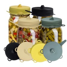 4 Fermentation Airlock Lids, Wide 3-inch Mouth Mason Jars Pickle Sauerkraut
