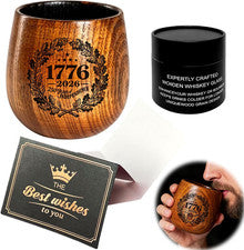 Premium Charred Wooden Bourbon Glass Handcrafted Oak Wood Whiskey Tumbler Unique