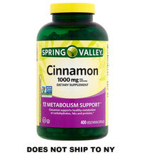 Spring Valley Cinnamon 1000mg Vegetarian Capsules, Metabolism Support, 400-Count