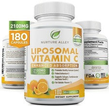 Nurture Alley Liposomal Vitamin C 2100mg 180 Caps High Absorption Support