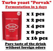 Turbo yeast "Pervak". Fermentation in 3 days. Pure taste of the drink. Moonshine