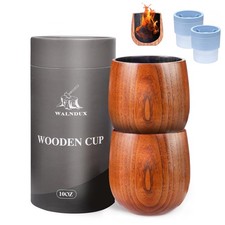 Charred Wooden Whiskey Glasses Set - 2 Pack with Ice Ball Molds - Premium Bou...