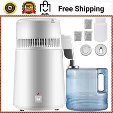 1.1 Gal Water Distiller 750W Home Use BPA Free Container with Handle White
