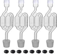 Bubble Airlock Set, 4 Airlocks for Fermenting, 4 Drilling #6 Stoppers and 8 Airl