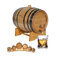 2 Liter Oak Aging Barrel with Wood Stand, Bung & Spigot - Mini Whiskey Barrel...