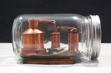 Small Copper Moonshine Liquor Still Replica Model Inside Quart Glass Mason Jar