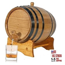 Oak Aging Barrel with Stand, Bung and Spigot - Wooden 3L Whiskey 3 Liter