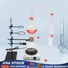 Organic Chemistry Lab Glassware Glass Kit Distillation Equipment Set 1000mL NEW