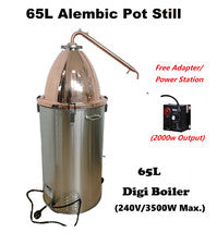 65L Alembic Copper Dome & Condensor Pot Still Kit Free power station Gin Whisky