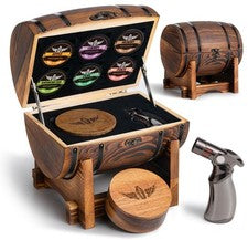 Whiskey Smoker Kit with Charred Wood Barrel & 6 Premium Wood Chips (No Butane)