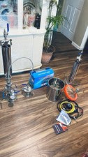 Stainless Steel Distillation Column Set w/ Condenser Coil, Hoses & Vacuum Pump.