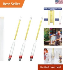 Hydrometer Alcohol 0-200 Proof & Tralle Alcohol Hydrometer for Liquor, Distil...
