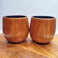 Set of 2 Charred Oak Whiskey Glasses Wooden Bourbon Tumblers Handcrafted