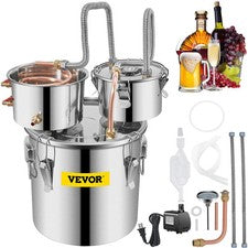 Moonshine Still Distiller 3Gal 12L Stainless Steel Water Distiller Copper Tube