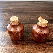 Vintage Wood Moonshine Jugs Jars Salt and Pepper Shakers Wooden