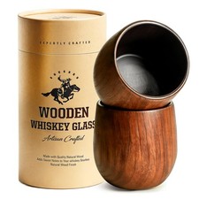 Charred Wooden Bourbon Whiskey Drinking Glasses 2-Pack | Handcrafted Old Fash...