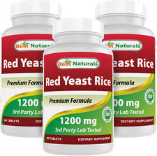 3 Pack Best Naturals Red Yeast Rice 1200 mg 60 Tablets