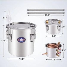SEEUTEK Alcohol Distiller 8-Gal w/ Leak Proof Lid Thumper Keg Stainless Steel