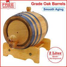 2 Liter American Charred Oak Barrels - No Engraving Great For Whiskey Rum & More