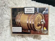 Studio Mercantile Wooden Whiskey Barrel Dispenser 27oz Mini Oak Aging Barrel