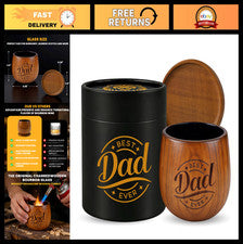 Charred Wooden Whiskey Glasses Set with Coasters - Unique Bourbon Gifts for Dad,