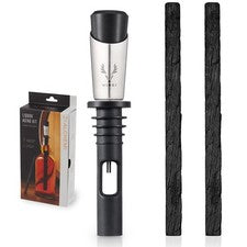 Viski Liquor Aging Kit 2 Charred Oak Sticks And Stopper Pourer For Whiskey