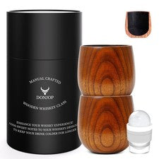 Charred Wooden Bourbon Drinking Glass,Handcrafted Whiskey Glasses for Men,Gre...