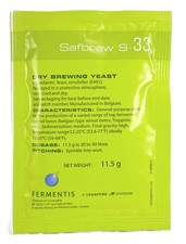 Safbrew S-33 Yeast, 11.5g for Home Brew Beer Making