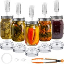 28 Pcs Stainless Steel Fermentation Lids Kit Glass Weights Airlocks Wide Mouth