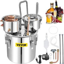 50L Stainless Steel & Copper Alcohol Still with Built-in Thermometer, Silver