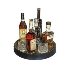 16" Barrel Top Whiskey Display Stand – Real Oak Wooded Lazy Susan Turntabl
