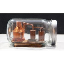 Small Copper Moonshine Liquor Still Replica Model Inside Quart Glass Mason Jar