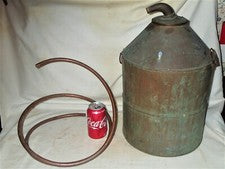 ANTIQUE COUNTRY PRIMITIVE COPPER STILL COIL SPIGOT BOILER POT WHISKY PROHIBITION