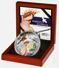 5 oz 2021 Niue Parrots of Australia 10 Dollar Silver Coin COA BOA Proof World Cup Fair