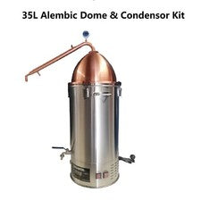 New 35L Essencial Oil Making Alembic Dome and Condensor Pot Still Kit Make Gin