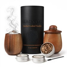 Black Oak Smoked Cocktail Kit – 2-Pack Charred Wooden Whiskey Cup 10oz, Whisk...