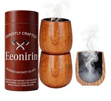 Charred Wooden Whiskey Glasses – Bourbon Tumblers for Men with Burnt Inter