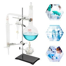 1000ml Distillation Apparatus Kit Lab Water Essential Oil Distiller Glassware