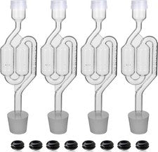 Bubble Airlock Set, 4 Airlocks for Fermenting, 4 Drilling #6 Stoppers and 8