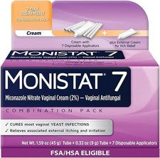 Monistat 7 Day Combo Pack Yeast Infection Cream  7 Applicators & External Cream