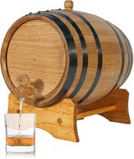 3 Liter Oak Aging Barrel with Stand, Bung and Spigot - Wooden 3L Whiskey Barrels