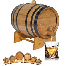 2 Liter Oak Aging Barrel with Wood Stand, Bung & Spigot - Mini 2 Liter,