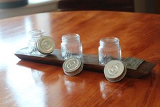 Moonshine Shot Flight – Barrel Stave Mason Jar Tray | 3 Glasses | Handmade USA