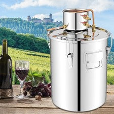 Home Brewing Kit 10 Gal Stainless Steel Water Alcohol Distiller w/ Thermometer