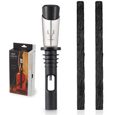 Viski Liquor Aging Kit 2 Charred Oak Sticks And Stopper Pourer For Whiskey