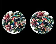 MACAW PARROT TROPICAL BIRD Car Coasters 2 Pack Absorbent 2.75 In Cup Holder GIFT