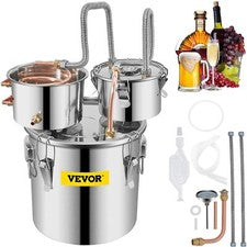 Alcohol Still, 3Gal, Stainless Steel Alcohol Distiller w/Copper Tube &Water Pump