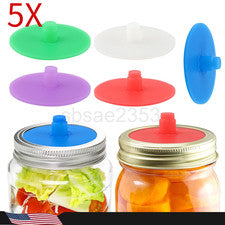 5X Silicone Fermenting Lid Waterless Airlock Mold Free Auto Vent for Mason Jar
